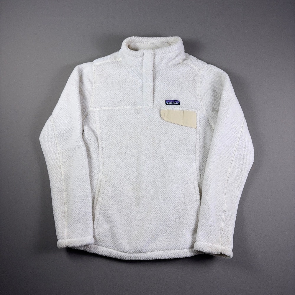 Patagonia Re-Tool Snap-T Fleece Pullover White Cream High Pile Synchilla Large